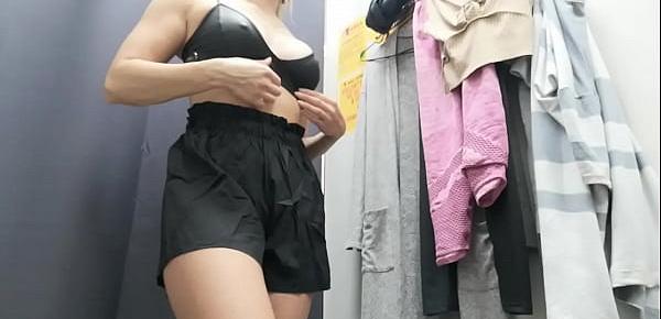  Dressing room. Hidden camera. Russian girl with big boobs and nipples